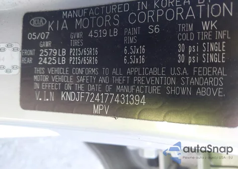 2007 Kia Sportage Lx из США, поврежденный, VIN KNDJF724177431394